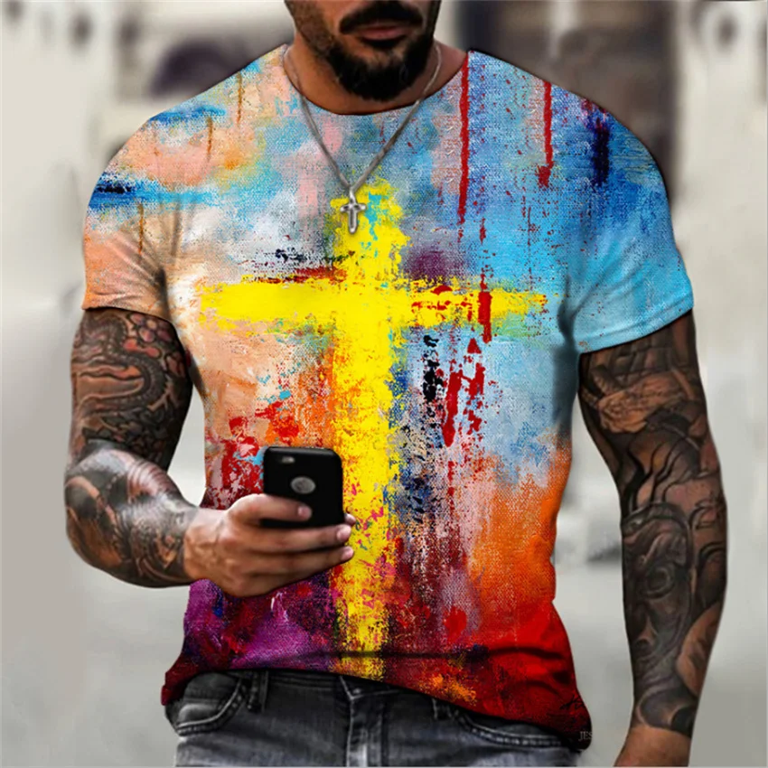 

Футболка мужская оверсайз с коротким рукавом, свободная винтажная тенниска с принтом граффити, майка с круглым вырезом, лето