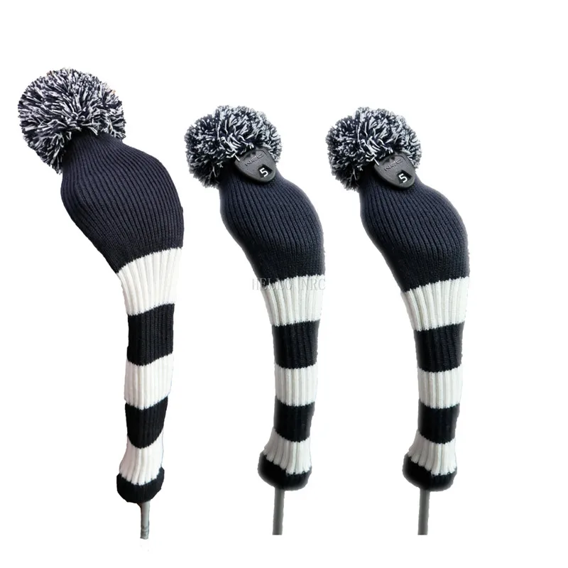 

Golf clubs Headcover 3 Pcs/set Knitted for Driver Fairway Wood Navy blue