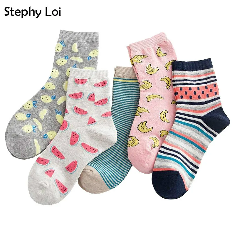 

Носки женские хлопковые в полоску, 5 пар в упаковке