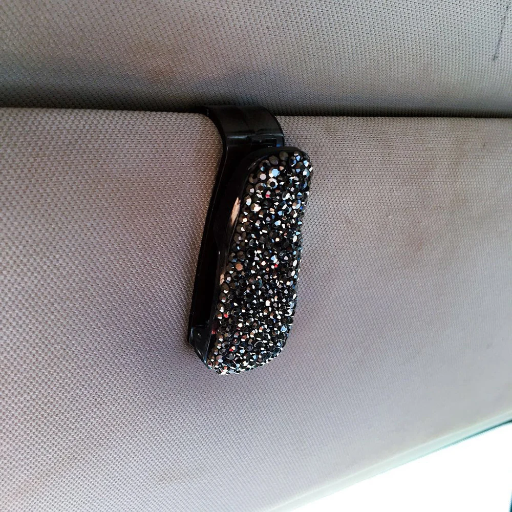 Автомобильный Стайлинг Bling автомобильный футляр для солнечных очков алмазный горный хрусталь Блестящий автомобильный козырек солнцезащитные очки клип держатель