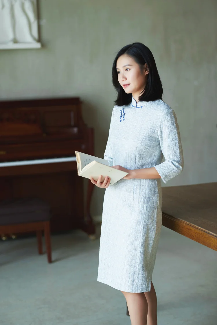 Женское клетчатое платье Ципао CYNTHIA китайское улучшенное повседневное винтажное