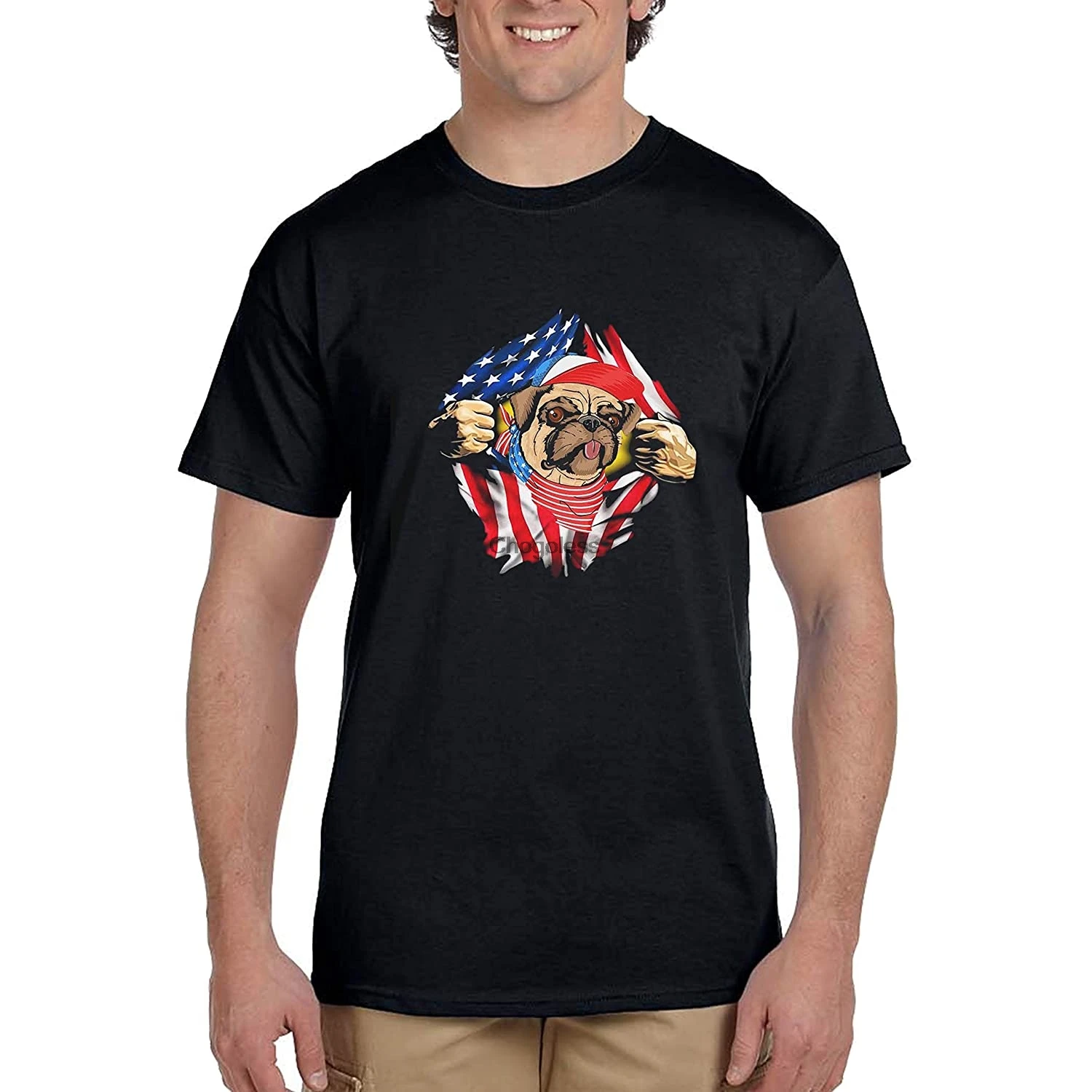 Футболка DaKuHo Pull Dog с американским флагом на День независимости 4 июля|Мужские