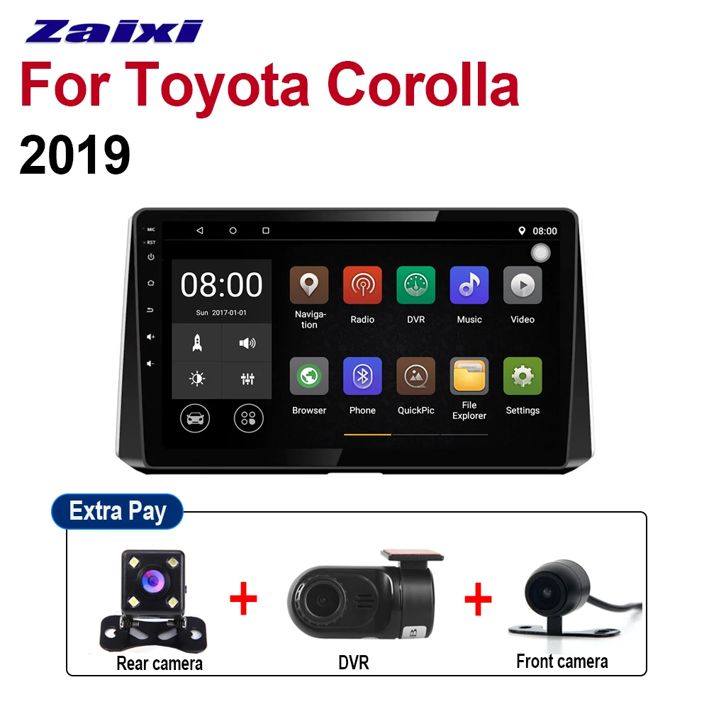 Автомобильный мультимедийный плеер ZaiXi Android GPS аудио радио стерео для Toyota Corolla 2019
