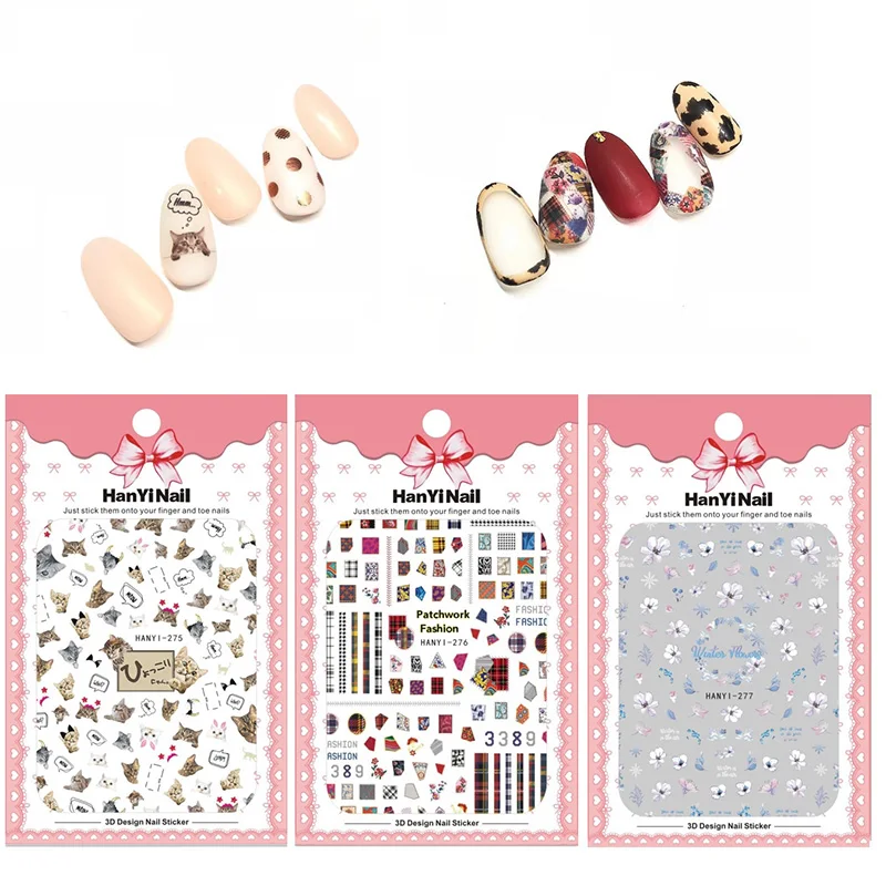 

HY273-278 New 2019 Self-stick Nails Art Sticker Water Sheer Flowers Patchwork Fashion Manicura Decal Nail Wrap Sticker Tips