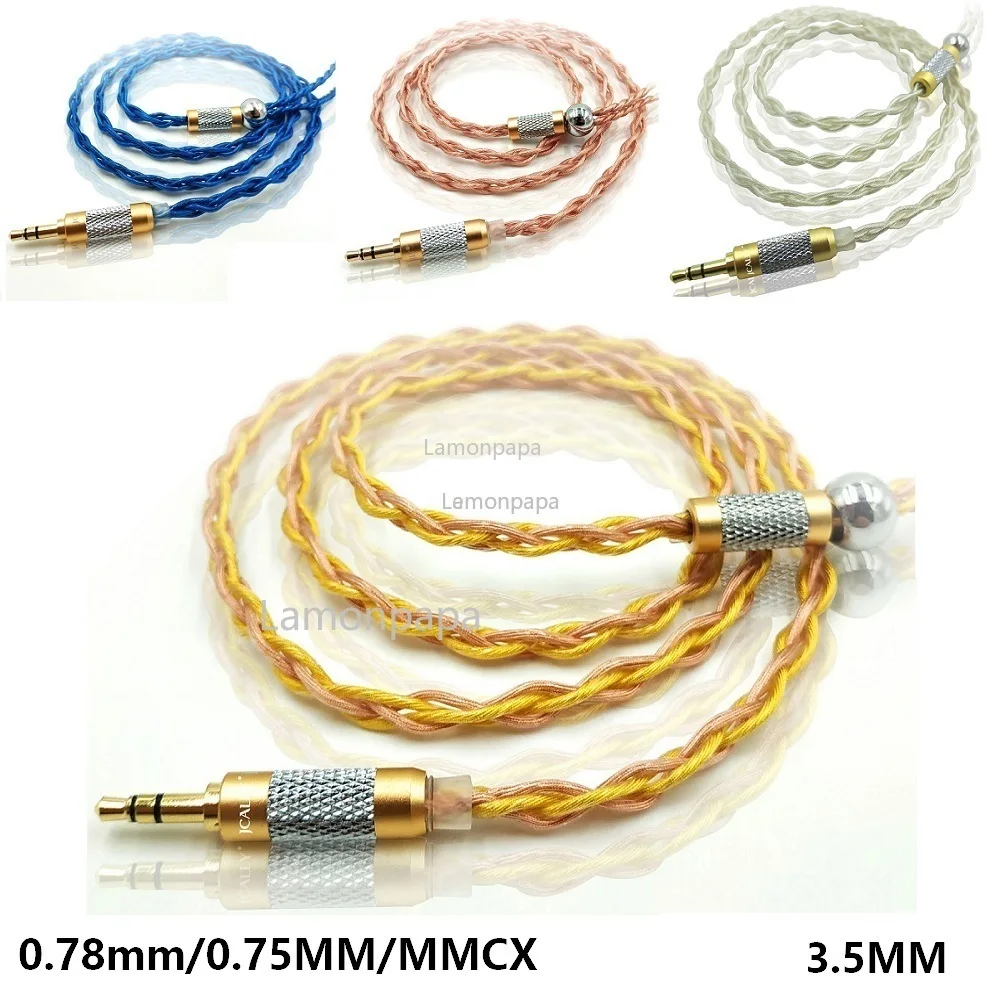 

5N посеребренный кабель для наушников 0,35 мм до Mmcx 0,78 мм 0,75 мм 2pin Замена HiFi обновленный кабель для наушников Shure Kz TRN QDC