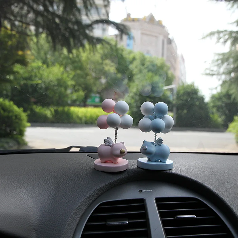 

Men and Women Car Creative Cute Cartoon Pink Wing Piggy Balloon Car Mounted Decoration Front Front Decorations