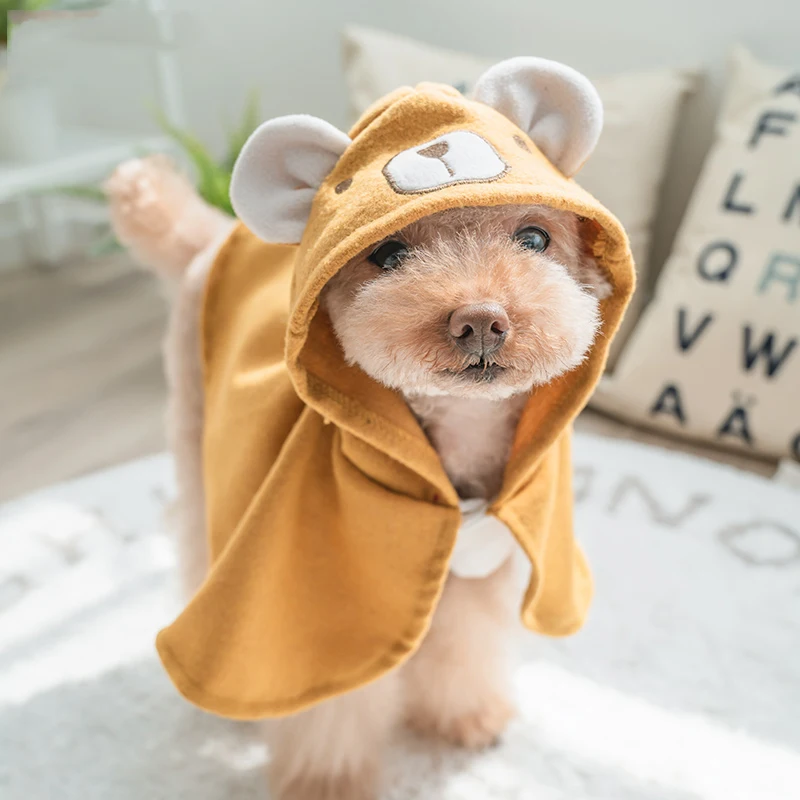 Милый плащ с капюшоном в виде животных для маленьких собак поводком и отверстием