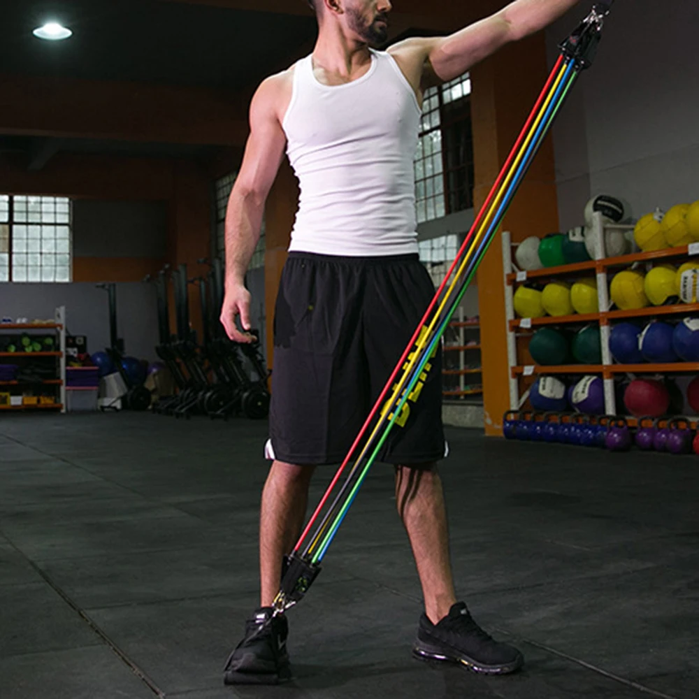 

11PCS Resistance Band Set Yoga Pilates Abs Exercise Fitness Tube Workout Bands