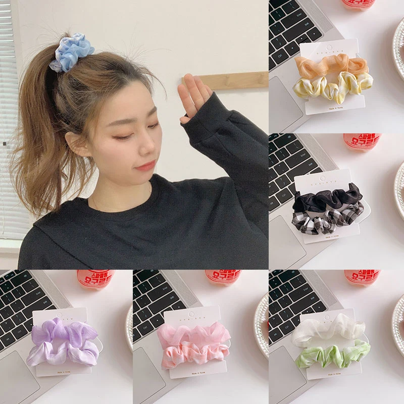 

2 шт./компл. простая Базовая эластичная резинка Корейская версия однотонная Цветочная резинка для волос стильные популярные аксессуары для ...