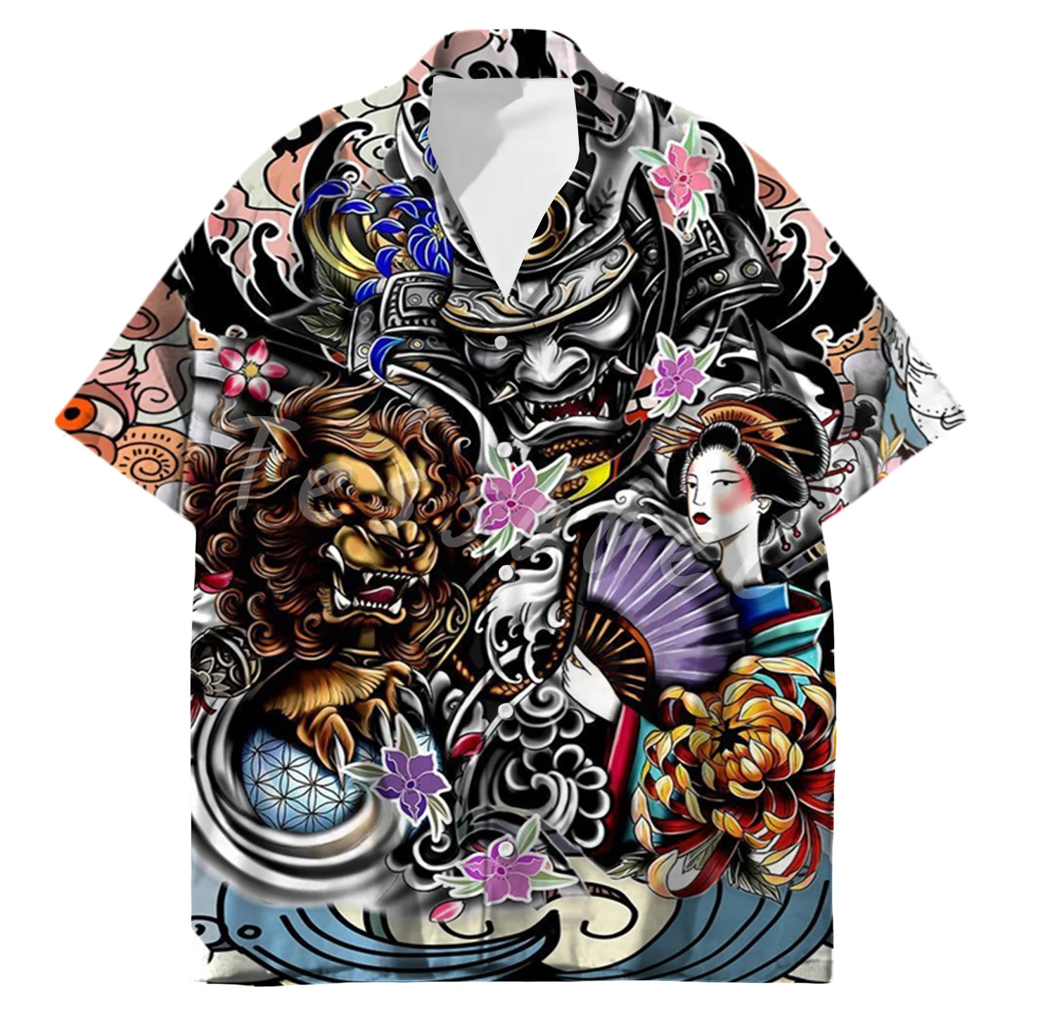 Tessffel Samurai Japan Tattoo 3D Print Men’s Hawaiian Shirts Beach Shirt Fashion Summer Harajuku Casual Oversize Streetwear S7