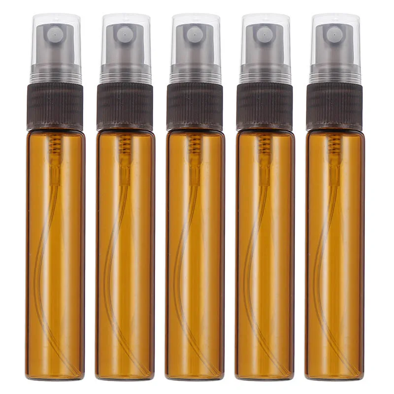 5 шт 10 мл Путешествия Духи спрей бутылки многоразовый Янтарный стеклянный