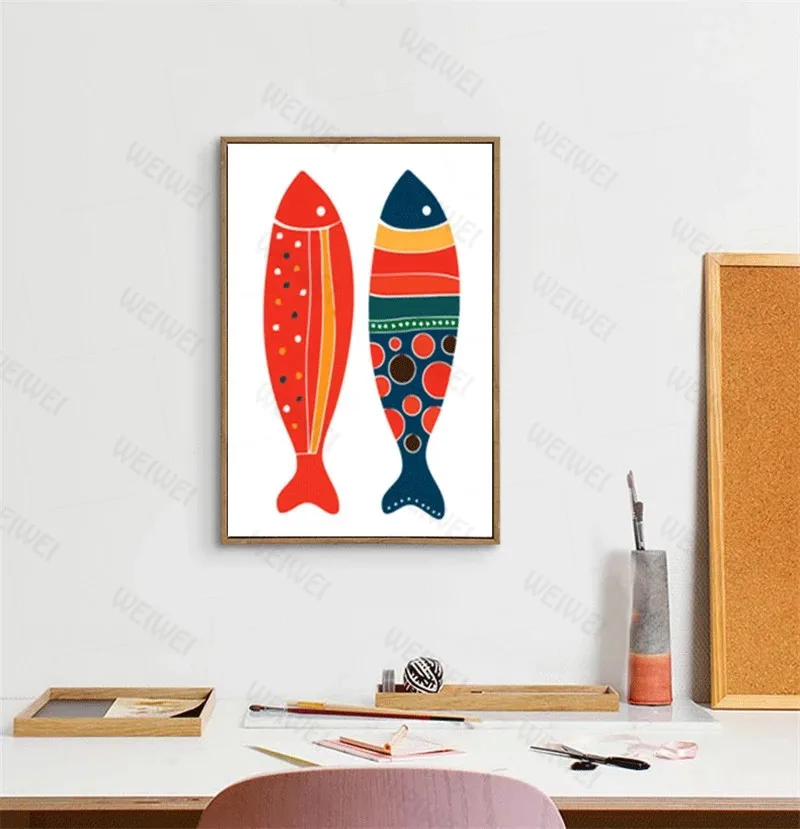 Настенное украшение квадратное искусство стены аниме постер кухонная рыба