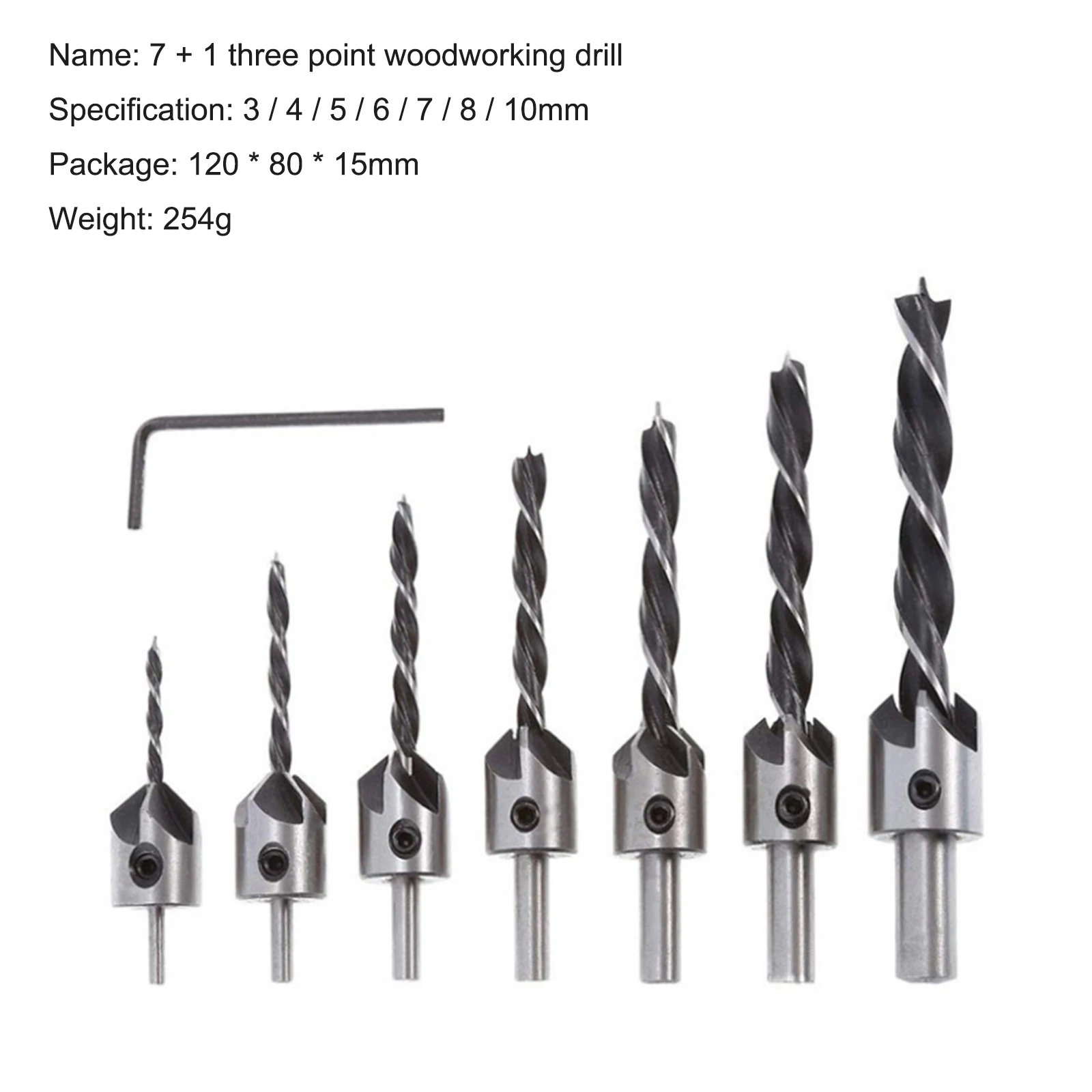 

7Pcs 3mm-10mm HSS Flute Countersink Drills Bits Carpentry Reamer Woodworking Chamfer Milling Hole Countersunk Head Drilling Set