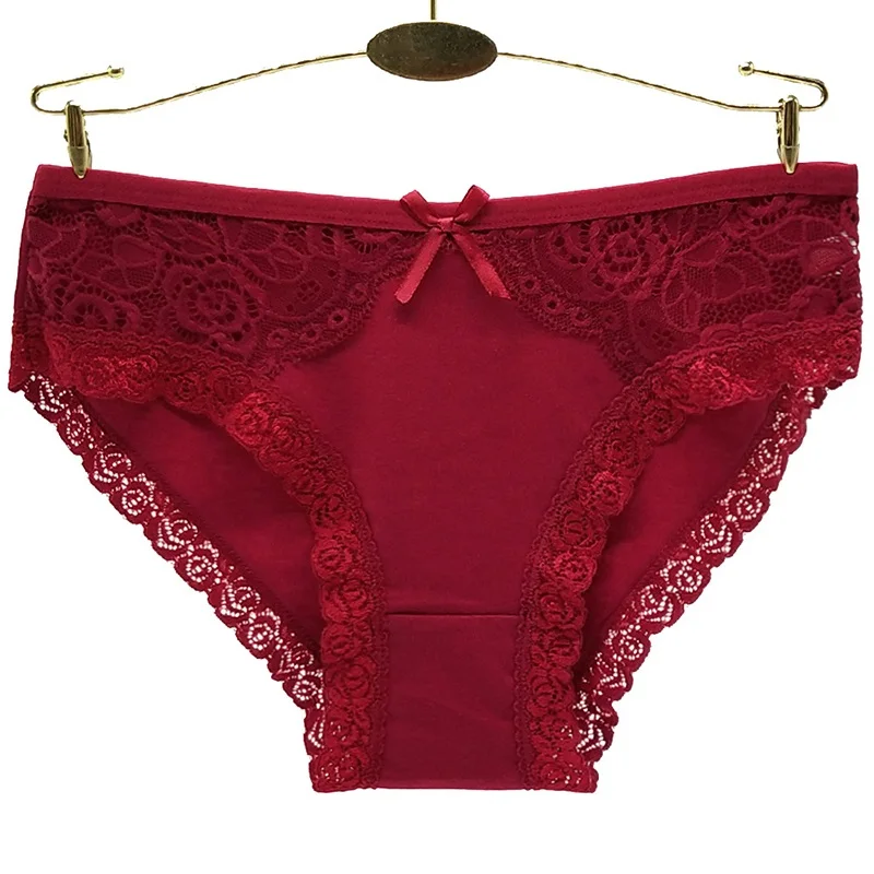 Wine red AIDEVER кружевное цветочное сексуальное нижнее белье для женщин хлопковые удобные трусики пуш-ап для девочек повседневное сексуальное искушающее Бикини дамское белье - Цвет: Wine red