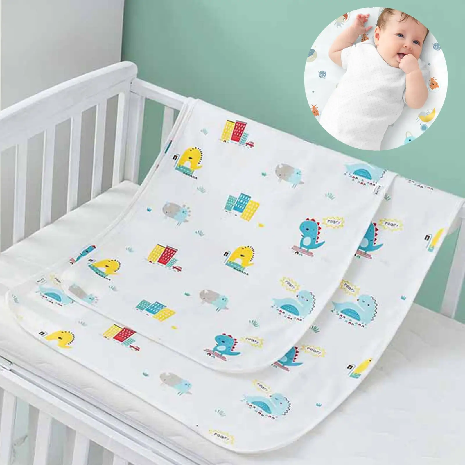 

Baby Changing Mat Cartoon Cotton Waterproof Baby Sheet Changing Pad Table Diapers Urinal Game Play Cover Infant Mattress