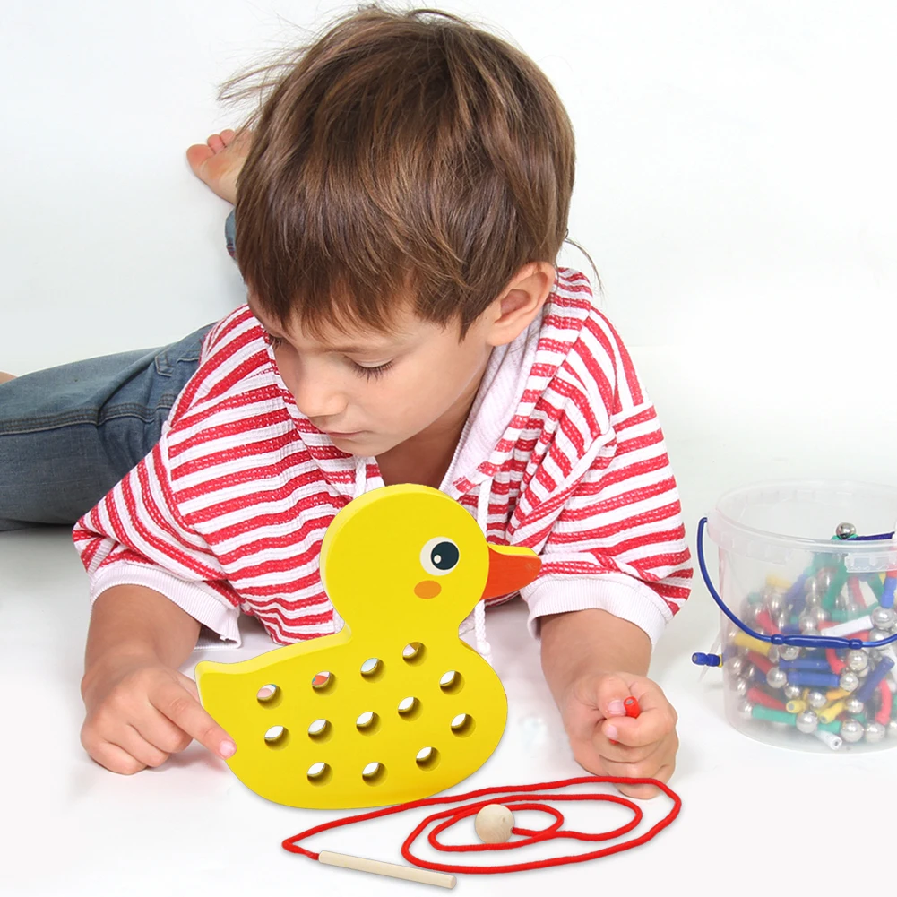 Утка Кит деревянная игрушка завязка нитка игра Искусство жизни раннее