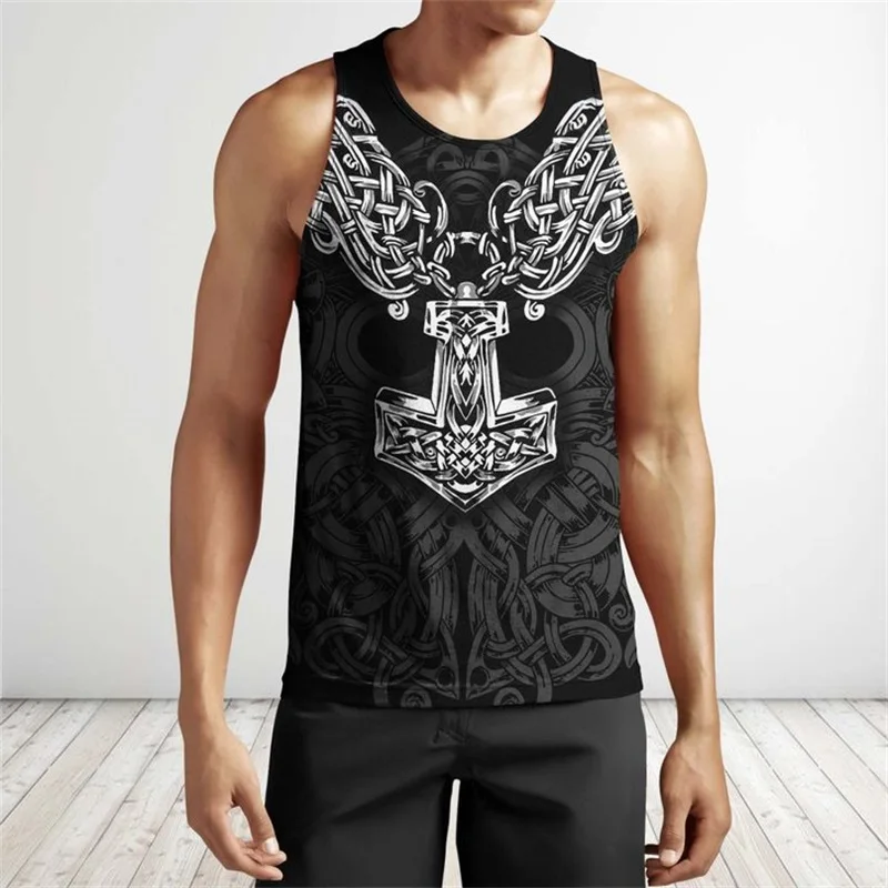 

Viking Tattoo Raven symbol 3D Printed men vest Harajuku Fashion Sleeveless T-shirt summer streetwear Unisex tank tops