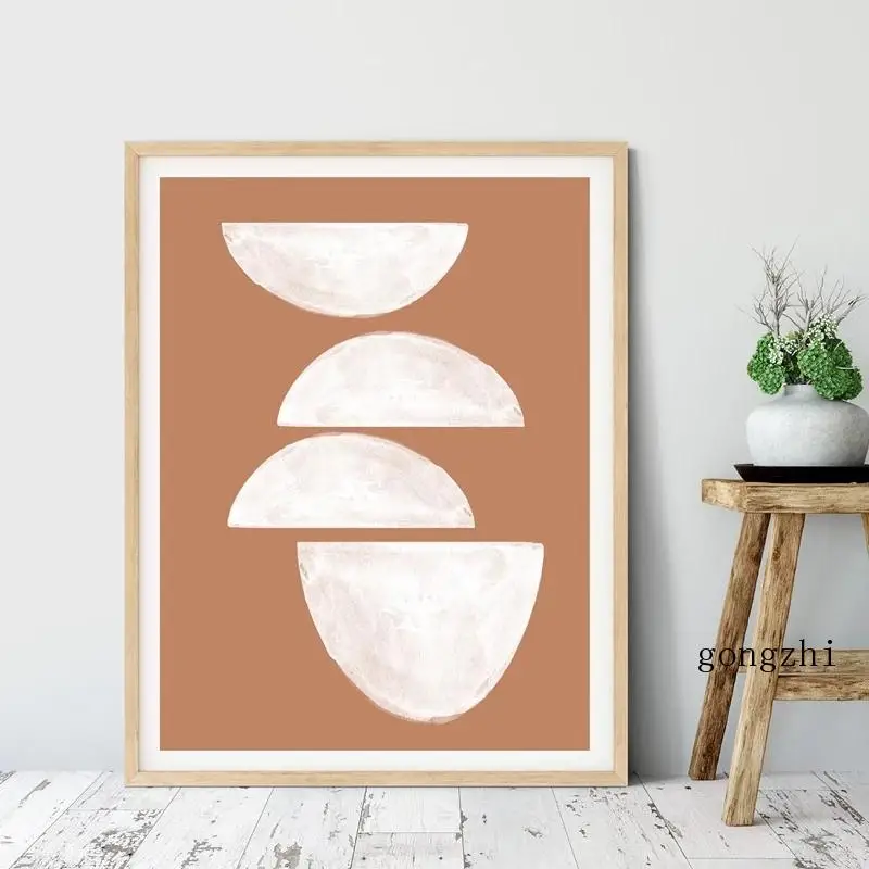 

Burnt Orange Abstract Geometric Nordic Poster Mid Century Canvas Painting and Prints Wall Art Pictures Living Room Home Decor