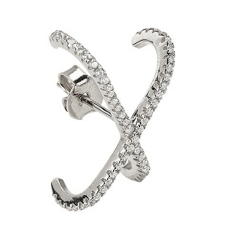 

Aide 925 Silver Earrings X-shaped CZ Zircon Pav Piercing Stud Eearrings For Women 2021 Trend Boucle Oreille Femme Brincos