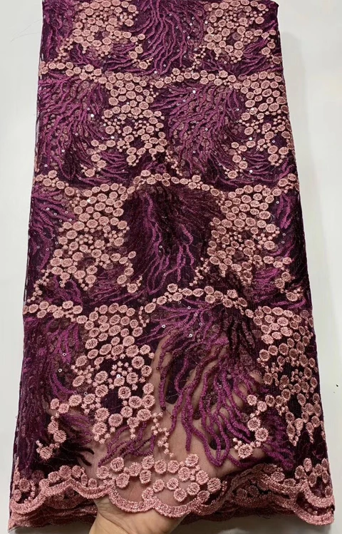 New Style Burnt Orange French Net Lace Fabric sequins African Tulle Mesh High Quality CLL4573 | Дом и сад