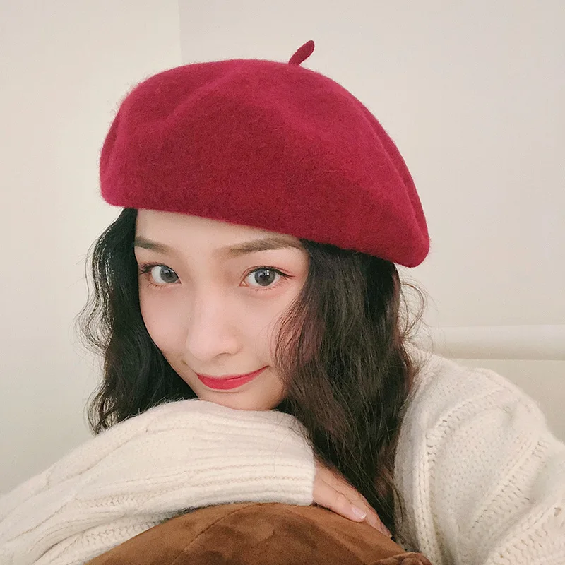 

wool Beret Lady Autumn Winter Warm Hats Female Elegant French FlatPainter Caps Boina para mujer sombreros pour femme Bonnet girl