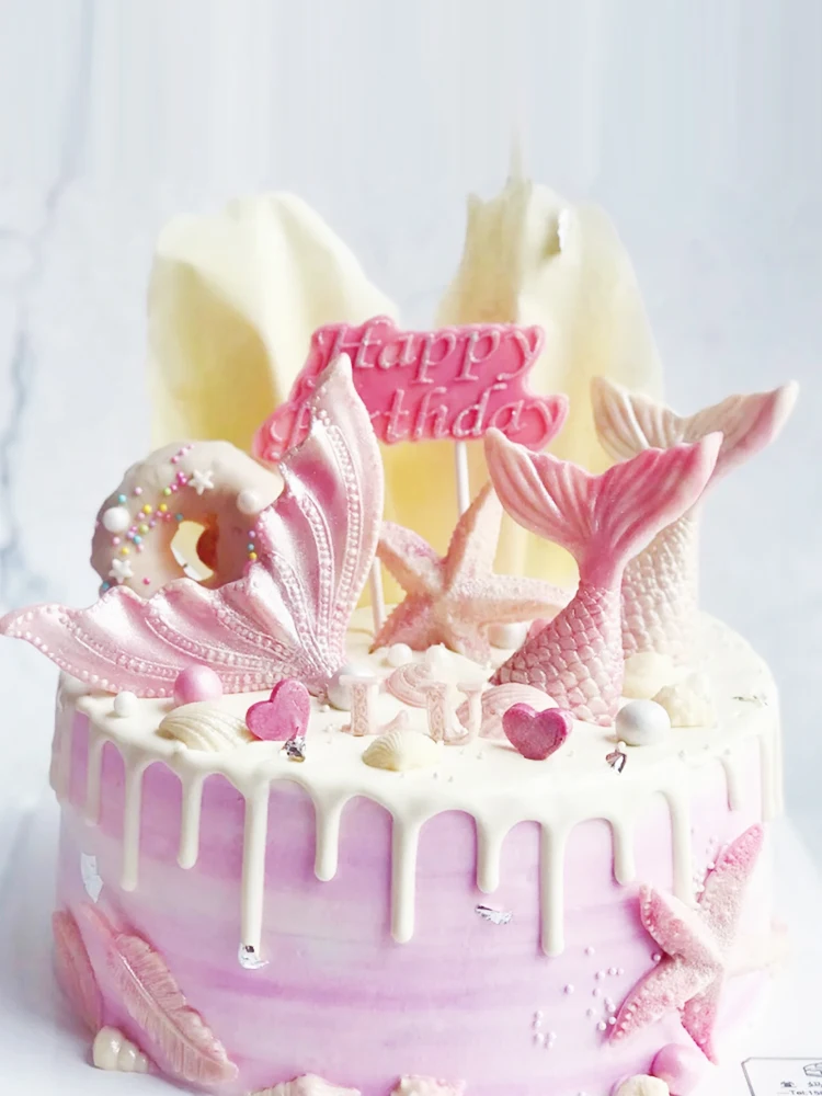 

2 Стиль одеяло «хвост русалки» силиконовая форма для выпечки в форме цветка раковину кораллы, морские звезды текстура форма для шоколадного...