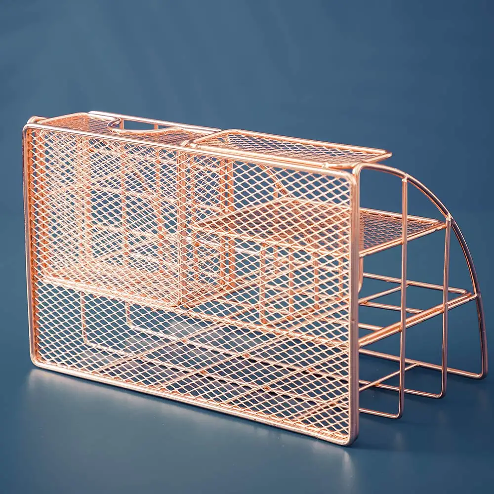 Настольный органайзер для книг Rose Золотой металлический сетчатый лоток