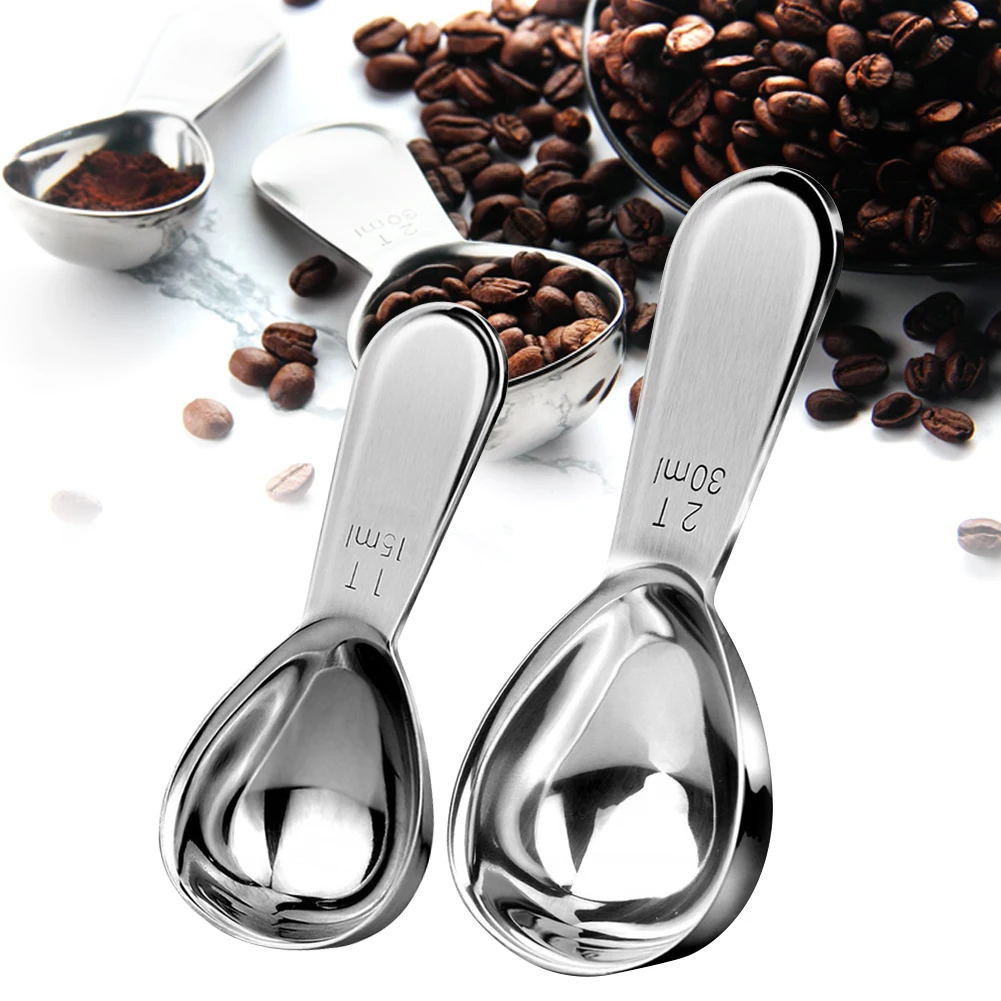 

2pcs 15/30ml Measuring Spoons Coffee Scoop Stainless Steel Tea Coffee Measuring Spoon for Baking Kitchen Measuring Tools