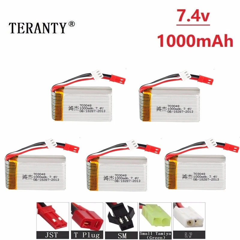 Литий Полимерный Аккумулятор 7 4 В 1000 мАч 703048 для MJXRC X600 U829A U829X F46 X601H JXD391 FT007 литий
