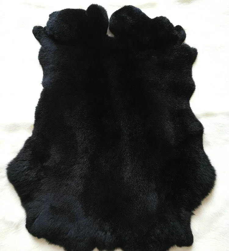 Black Цветная коробка из кожи кролика Рекс, общий набор, сделай сам, Мобильная Сумка из меха кролика Рекс, воротник из натурального меха, одежда из кожи, мех кролика, шерсть 45*28 см - Цвет: Black