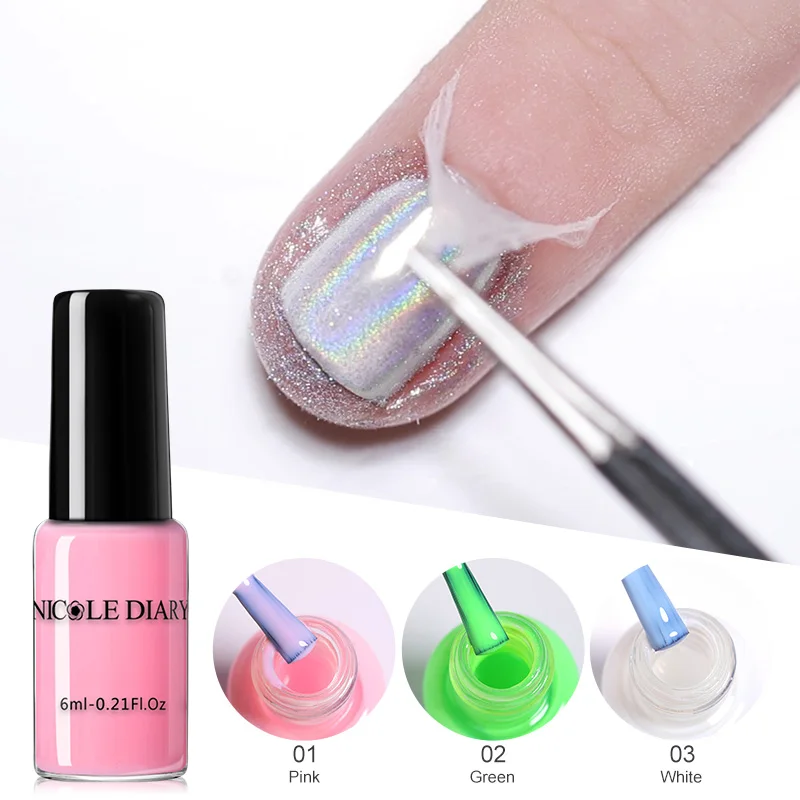NICOLE DIARY розовая и белая жидкая лента для удаления кожуры ногтей защита кутикулы