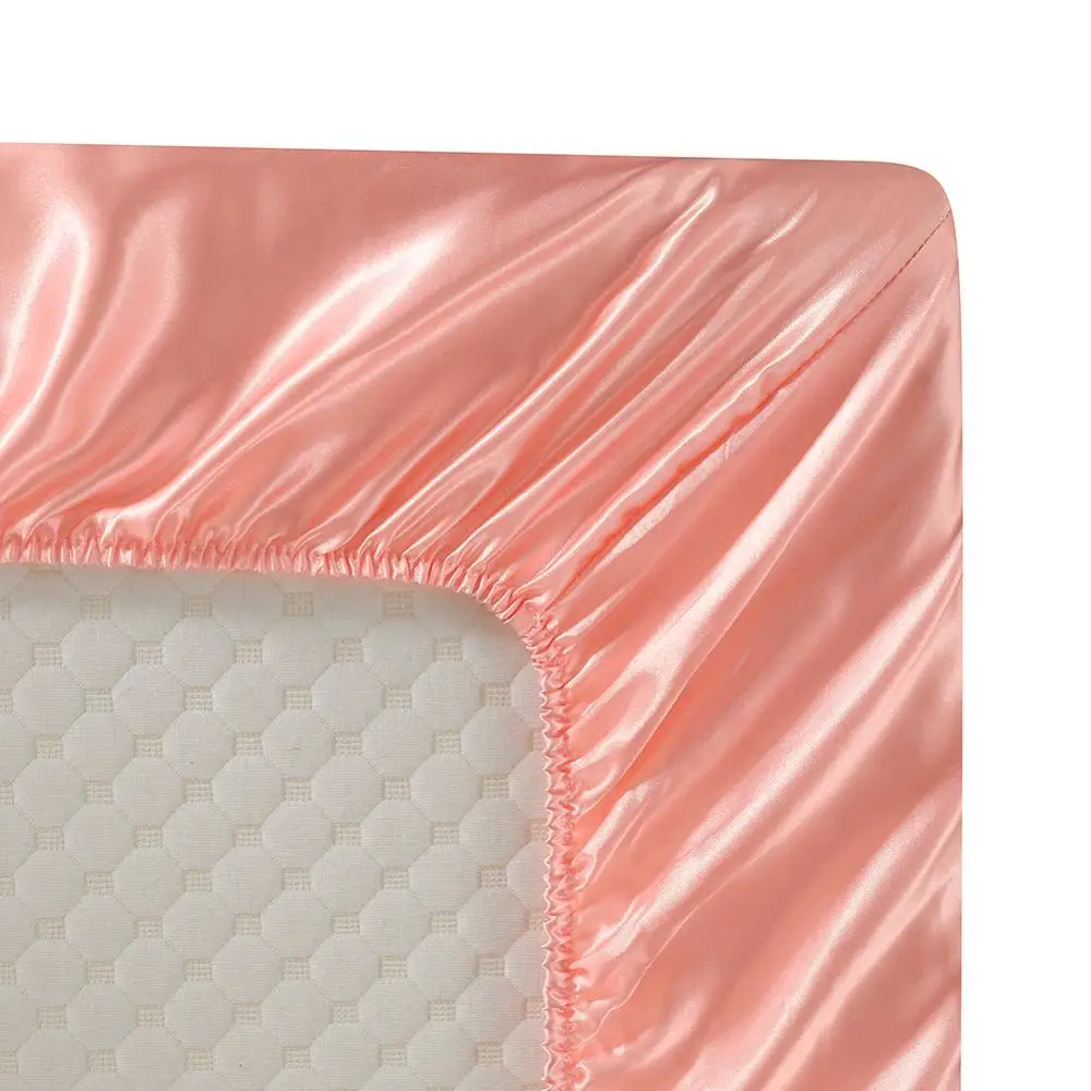 

4pcs Satin silk elastic Fitted Sheet Luxury bed linen Cover bedding set mattress Protector bedspread bed sheets on elastic band