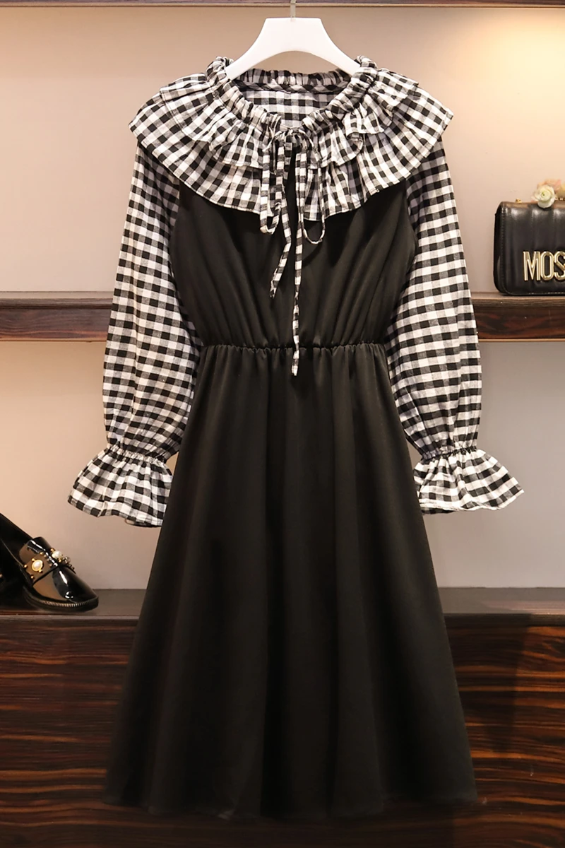 Women's Wear Fat Mm 2009 Autumn And Winter 200 Kinds Loose Cotton Chequered Shirt Kam Vest Skirt Suit |