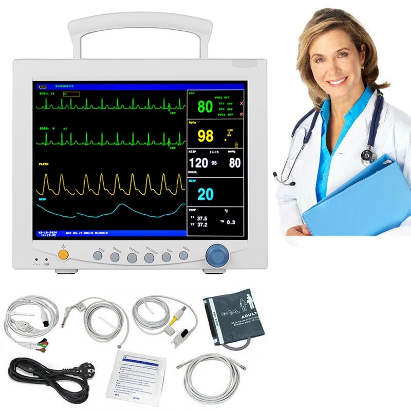 

CMS7000 12.1" ICU Patient Monitor Hospital Vital Signs Monitor 6 Parameters ECG NIBP SPO2 PR RESP TEMP Medical Device