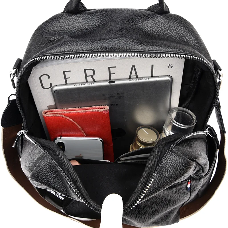 

Classic PU Shoulder Book Bags for Women High-quality Leather Back Pack Portable Large Capacity Lady Mochila Preppy Style Bagpack