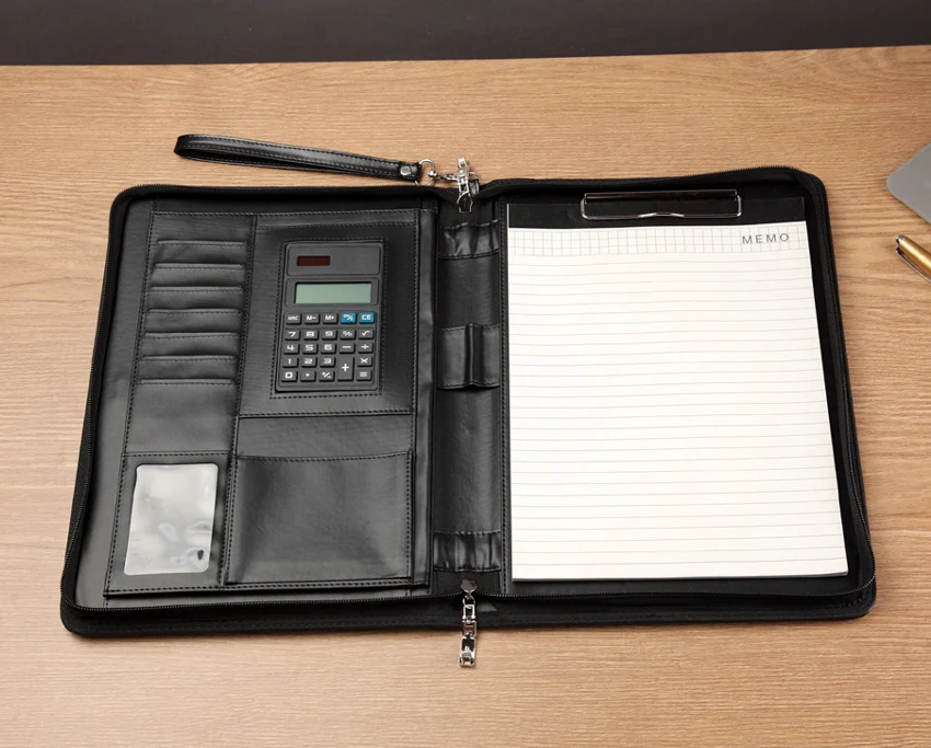 A4 старшая искусственная кожа padfolio бизнес-сумка менеджера документов Портфолио файл папка с паролем замок калькулятор застежка-молния 1321