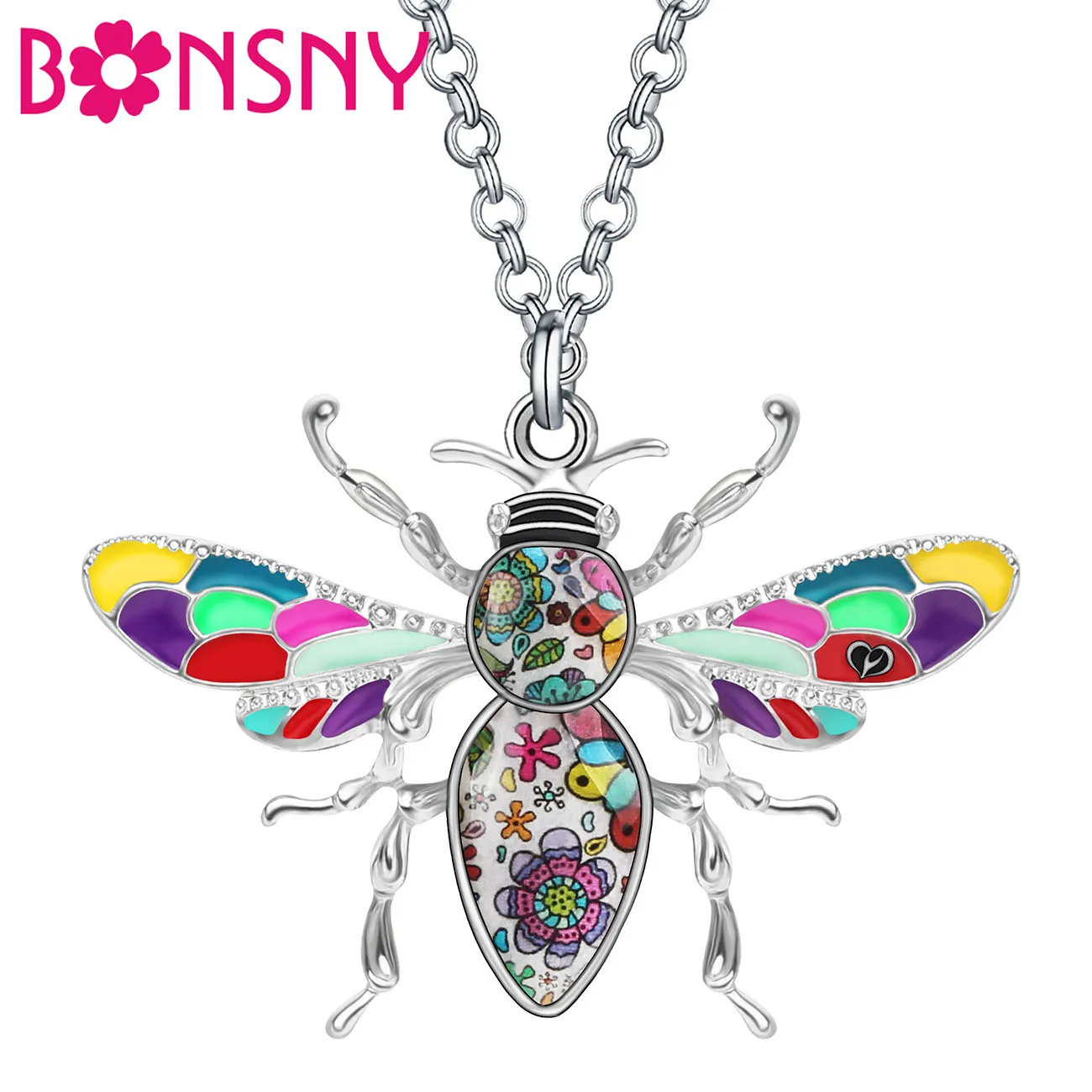 

Bonsny Enamel Alloy Honeybee Bee Necklace Long Cute Inset Animal Pendant Jewelry For Women Girls Lover Trendy Gift Accessories