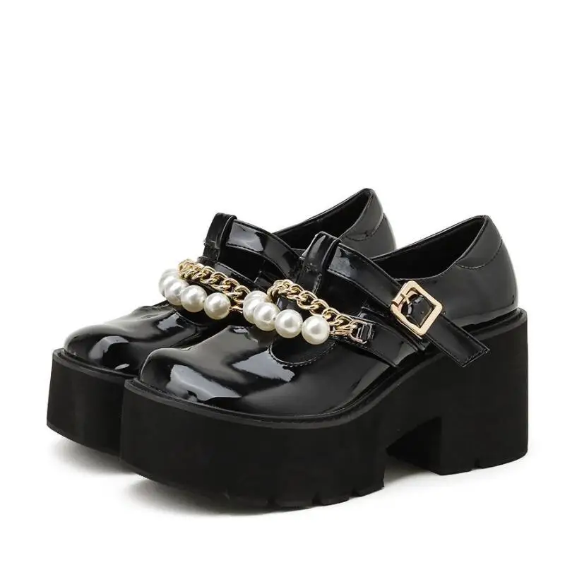 

Platform Pumps For Women Shoes Punk Marry Janes Sweet Lolita Shoes fall Spring heels Ankle Buckle Strap Chunky Heel Goth shoes