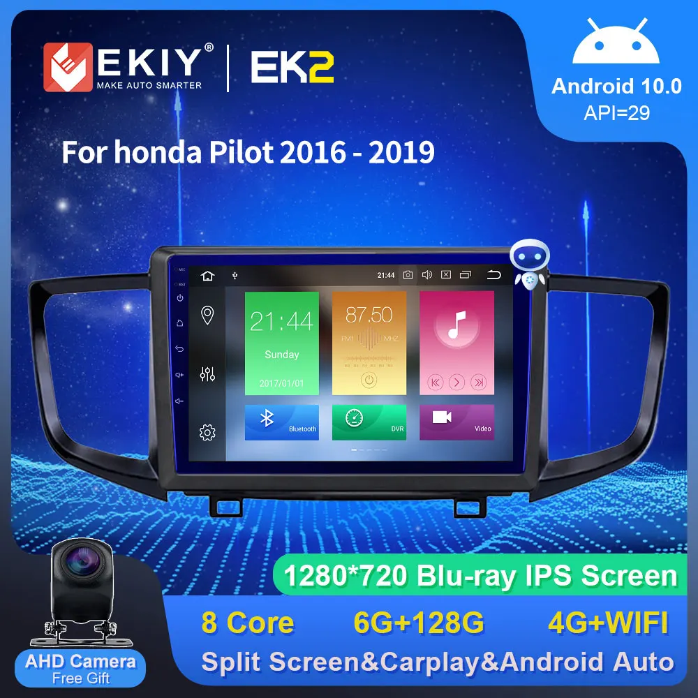 

EKIY IPS Blu-Ray 1280*720P Car Radio For Honda Pilot 2016 - 2019 Android 10.0 GPS Navigation Auto Stereo Multimedia Video Player