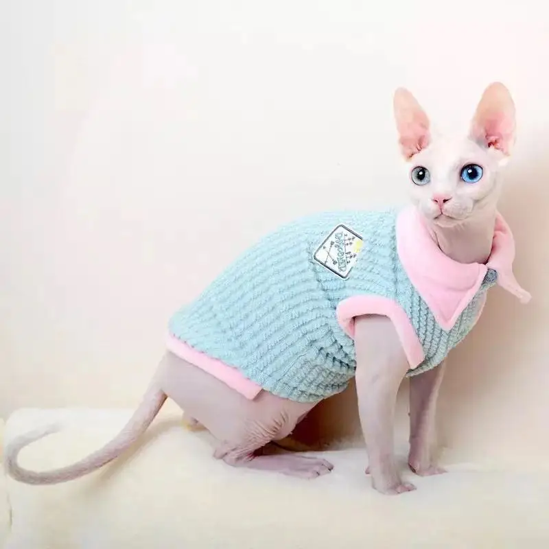 

Autumn Winter Pet Cat Clothes for Sphinx Cats Warm Kitten Vest Soft Clothing For Cats Soft Small Puppy Pullovers Kitty Jacket