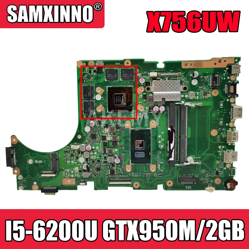 

For Asus X756UW X756UQK X756UQ X756UR X756UWK X756UV X756UXM X756U laptop motherboard mainboard I5-6200U GTX950M/2GB DDR4