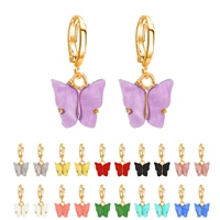 fashion earrings lady acrylic butterfly earrings not easy to fade ear jewelry candy colors ear buckles earrings woman eardrop
