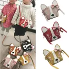 Милая Маленькая кожаная сумка с бантом для маленьких девочек, сумка-мессенджер через плечо для мелочи, маленькие кошельки с 3D ушками, детский подарок