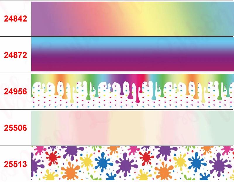 16mm-75mm Gradient Color Series Printed Grosgrain/Elastic Ribbon Star Heart Swirl Graffiti DIY Gift Bowknots 50yards/roll | Дом и сад