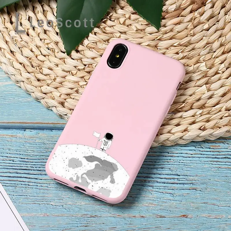 

Cute Cartoon Astronaut Star Space Phone Case Candy Color for iPhone 11 12 mini pro XS MAX 8 7 6 6S Plus X 5S SE 2020 XR