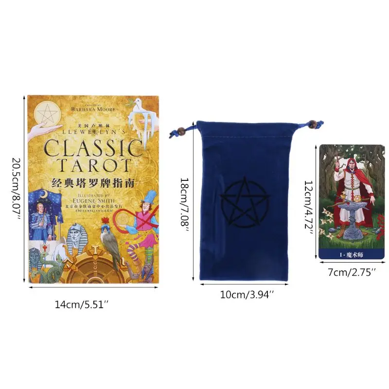 

Classic Tarot 78 Cards Deck Family Party Board Game with Cards Bag and Guidebook