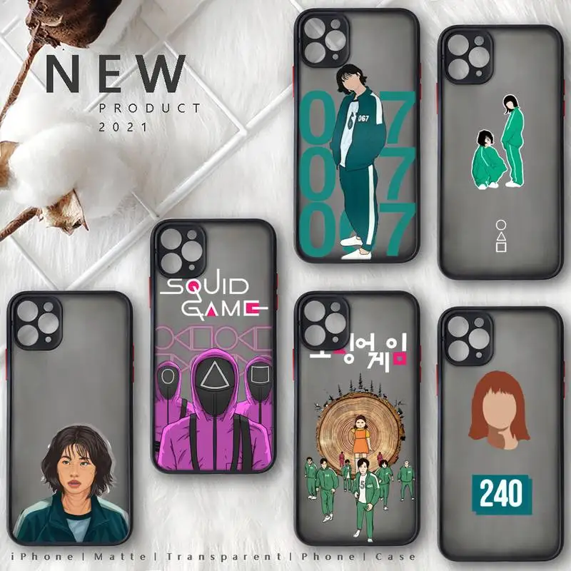 

Squid Game Phone Case For iphone 12 11 8 7 plus mini x xs xr pro max matte transparent cover