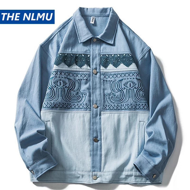

2021 Autumn Hip Hop Vintage Jacket Men Patchwork Embroidery Loose Jackets Harajuku Coats Unisex Clothing Oversize WE023