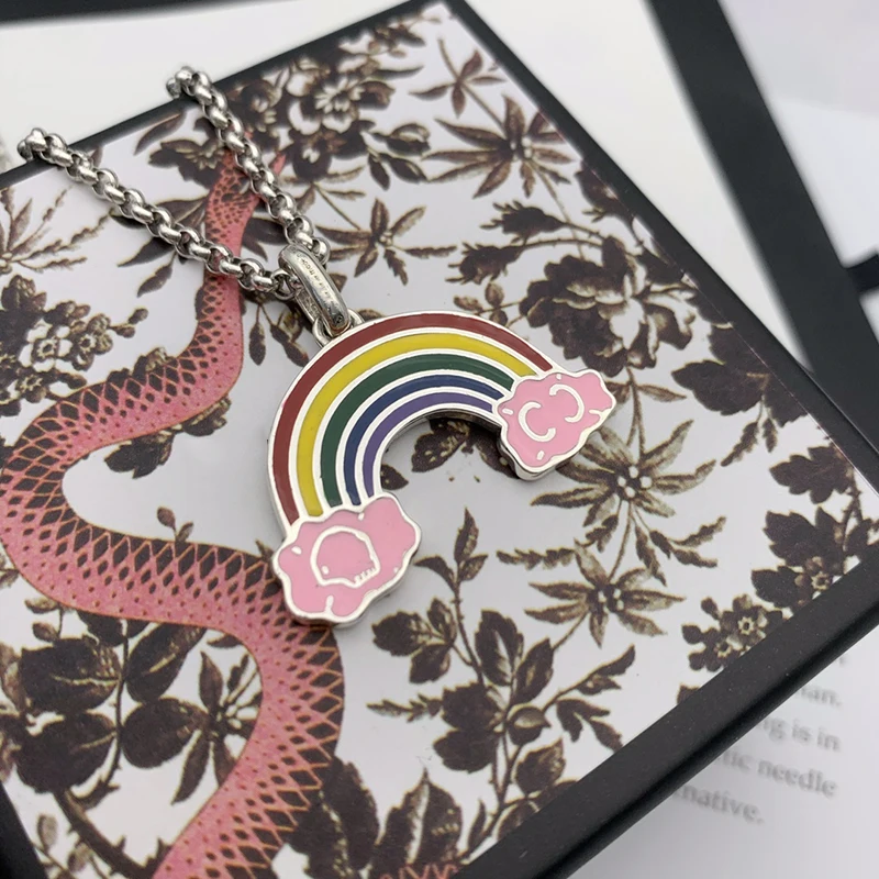 

Original 2020 Street fashion Same style for men and women Rainbow necklace 100% S925 sterling silver High-end jewelry brand Logo