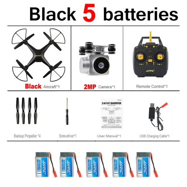 black 5B JJRC H68 720P Wifi FPV RC Дрон с камерой Квадрокоптер высота Дрон держать Безголовый режим вертолет Профессиональный Квадрокоптер - Цвет: black 5B